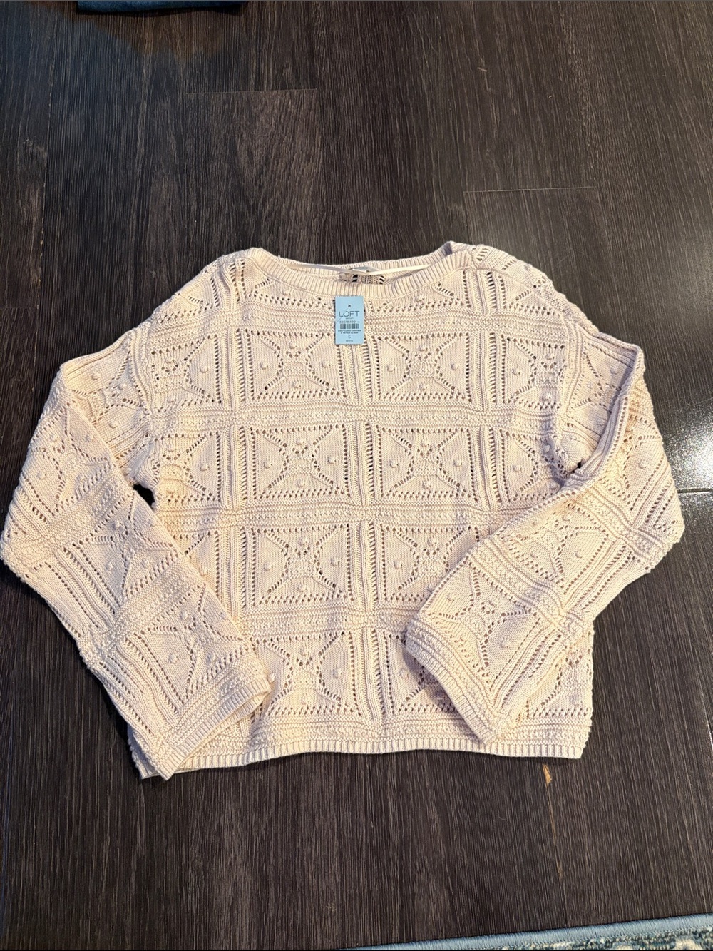 NWT LOFT Outlet Pointelle Bobble Knit Sweater Small Petite 100% cotton